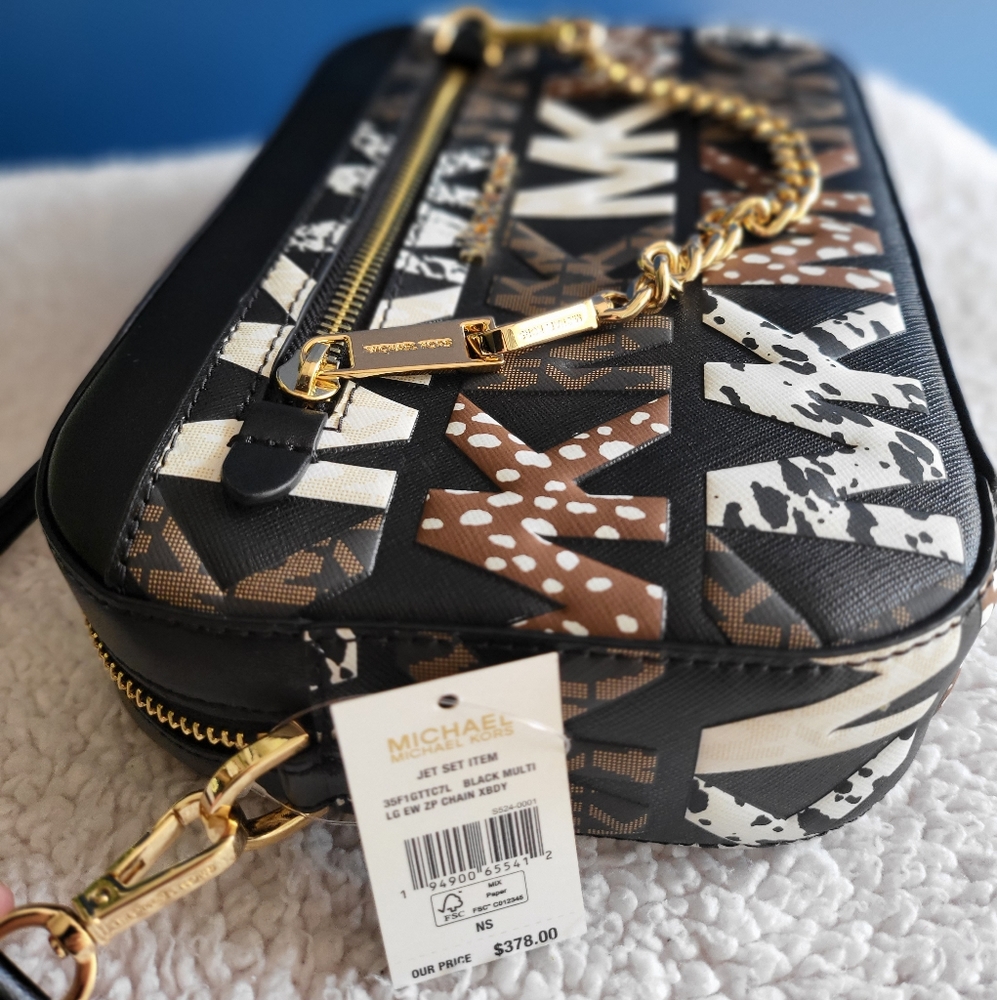 🆕MICHAEL KORS Jet Set Item Large Graphic Logo Chain Crossbody👜 - Picture 4 of 11